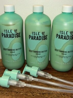 3x Isle Of Paradise Self Tanning Butter Hello Golden Glow 16.9 Fl Oz New + Pump
